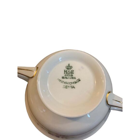 H & C Heinrich Vintage Bouillon Cup Senta Pattern Broth Double Handle Floral - Picture 7 of 7